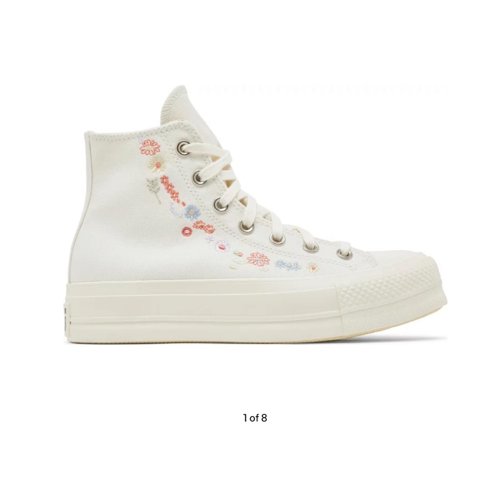 CONVERSE Floral Embroidered Platform Sneakers